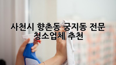 사천시 향촌동, 궁지동 전문 청소업체 추천! ✨